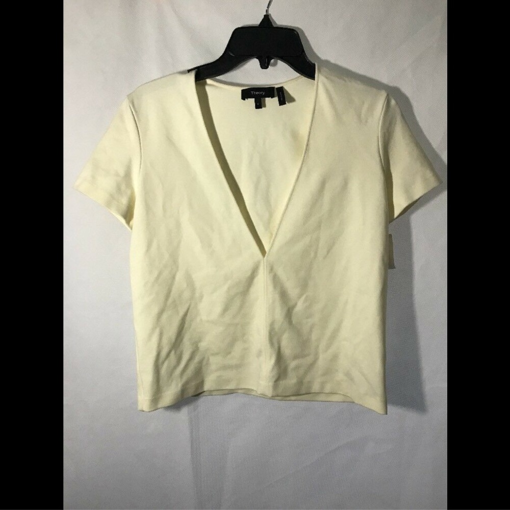 NEW‎ Theory Zadeia V-Neck Tee Top in Warm Ivory [SZ P ] - Picture 2 of 8